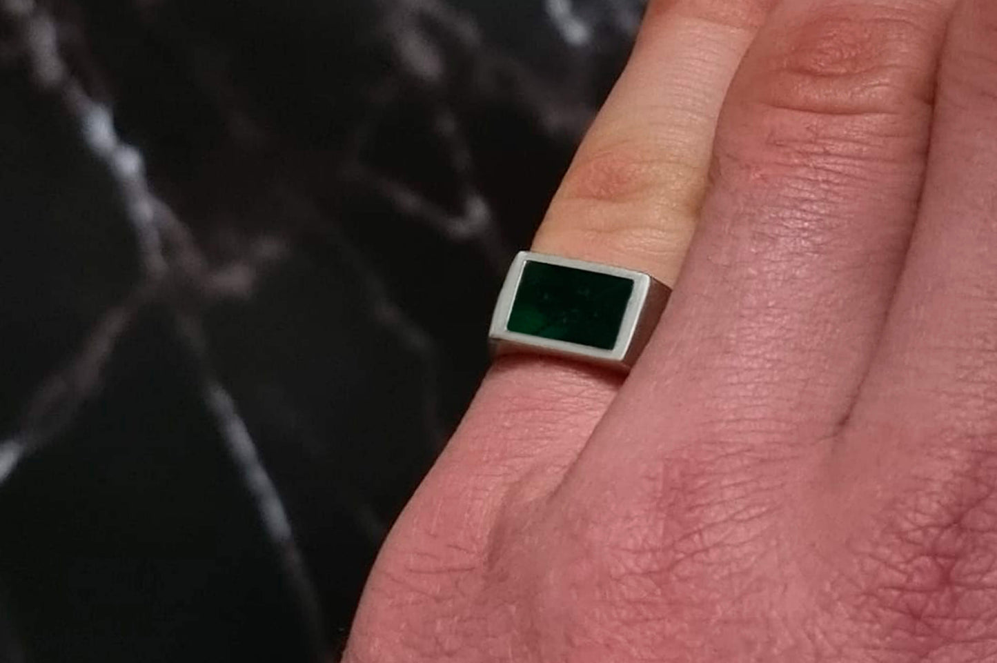 Rectangle Ring Jadeiet Jade (Zilver)