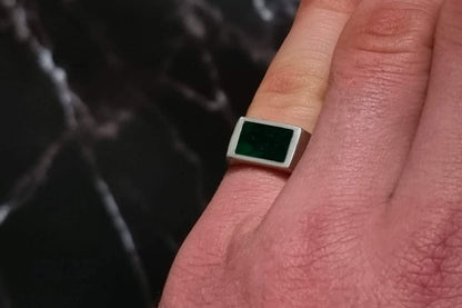 Rectangle Ring Jadeiet Jade (Zilver)