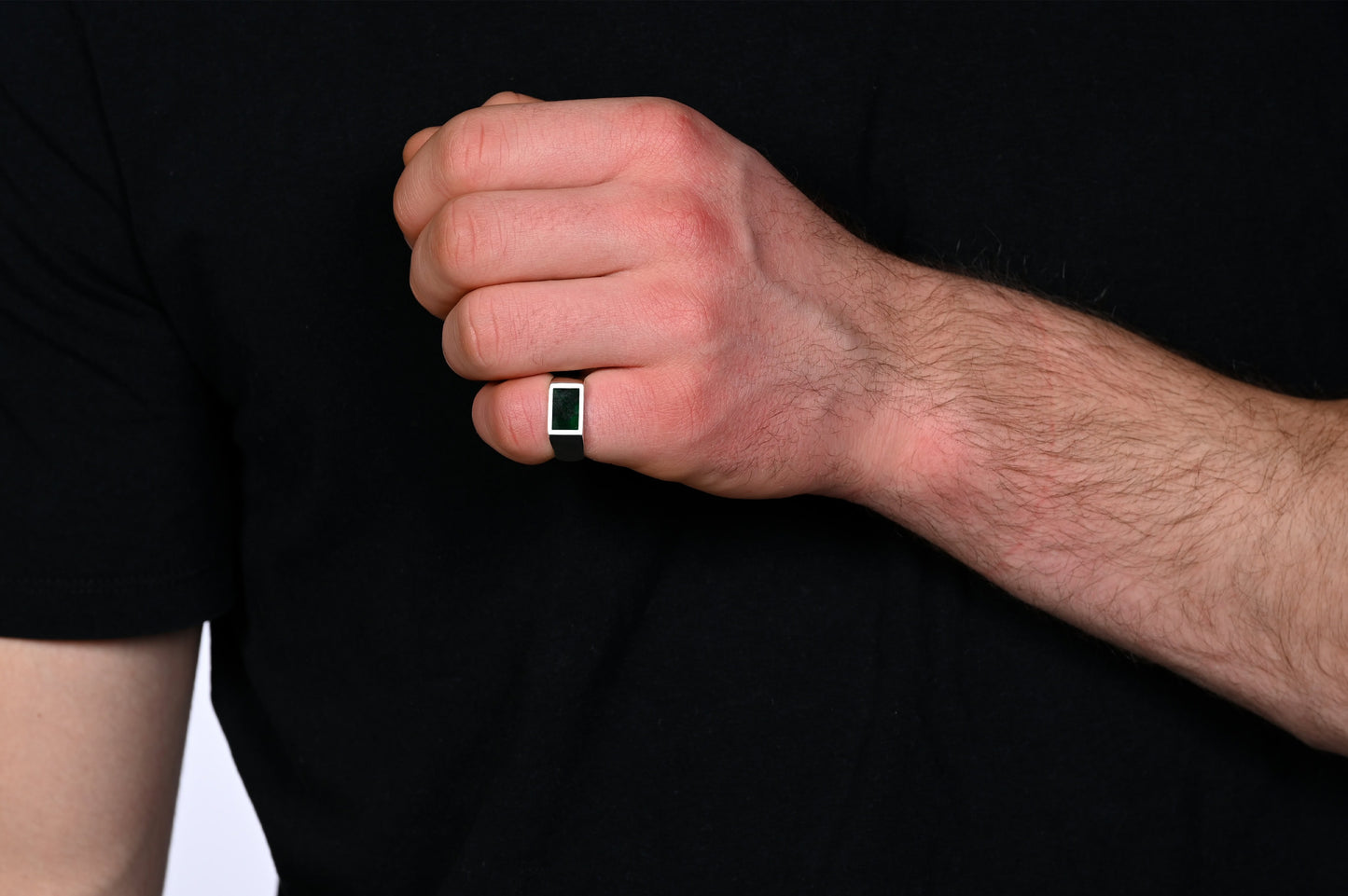 Rectangle Ring Jadeiet Jade (Zilver)