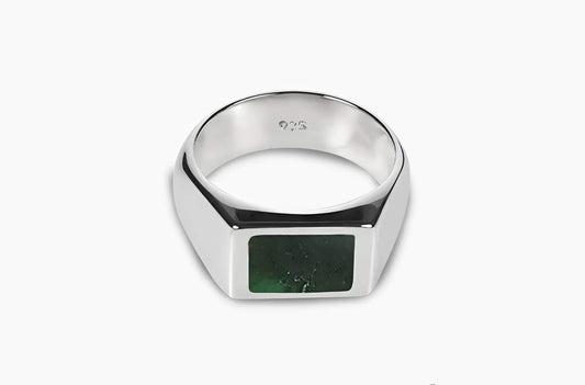 Rectangle Ring Jadeiet Jade (Zilver)