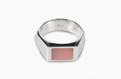 Rectangle Ring Pink Opel (Zilver)