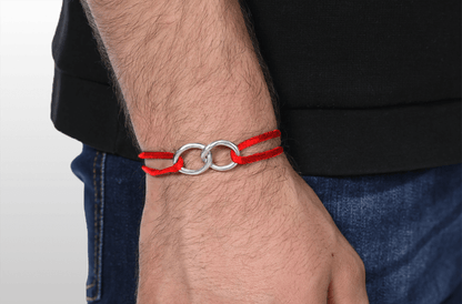 Rood Infinity Koord Armband (Zilver)