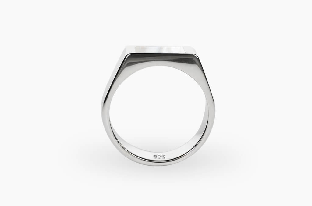 Rectangle Ring Parelmoer (Zilver)