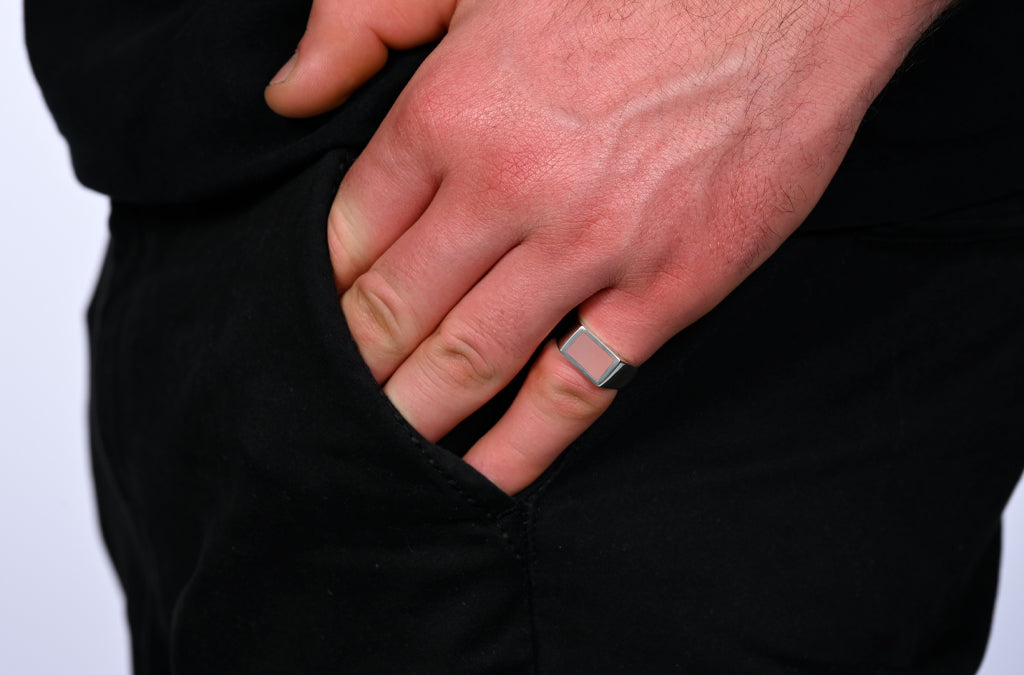 Rectangle Ring Pink Opel (Zilver)