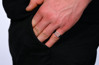 Rectangle Ring Pink Opel (Zilver)