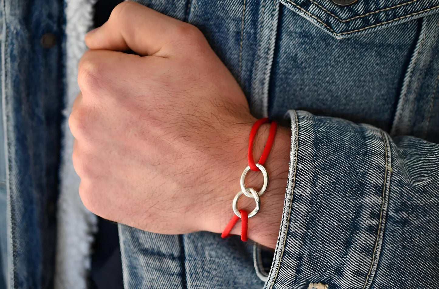 Rood Infinity Koord Armband (Zilver)