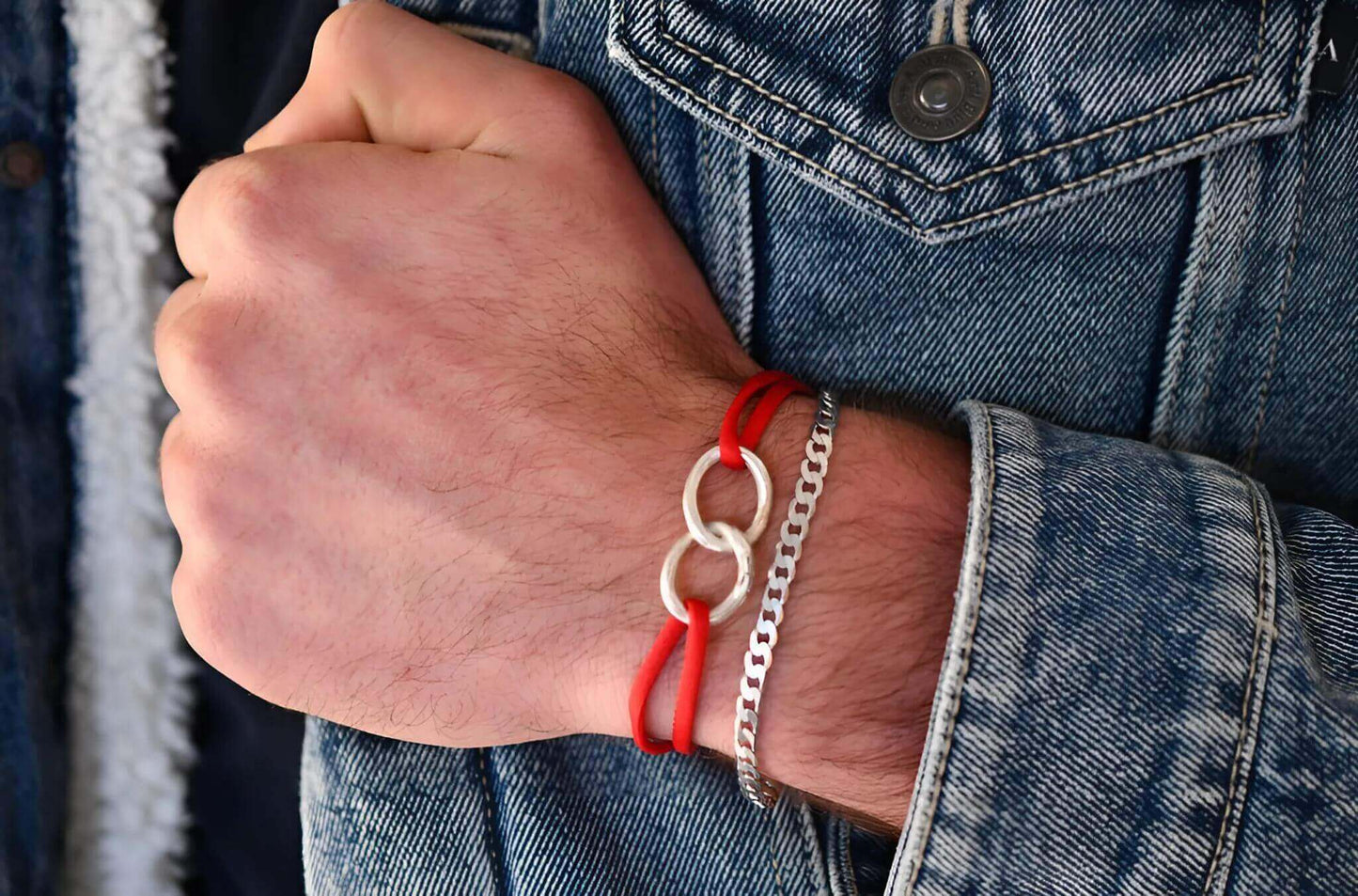 Rood Infinity Koord Armband (Zilver)