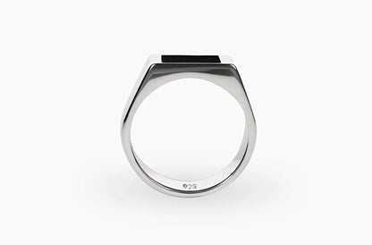 Rectangle Ring Onyx (Zilver)