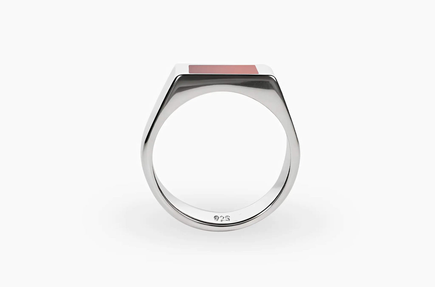 Rectangle Ring Pink Opel (Zilver)