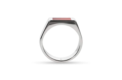 Rectangle Ring Pink Opel (Zilver)
