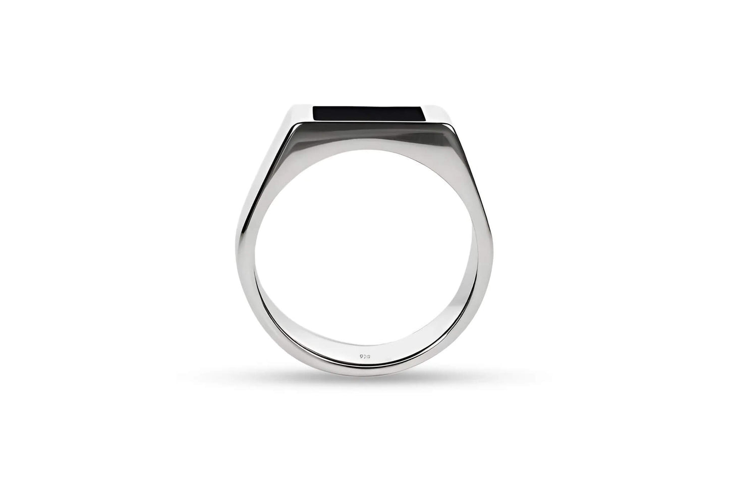 Rectangle Ring Onyx (Zilver)