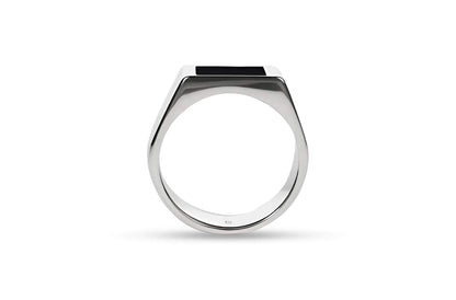Rectangle Ring Onyx (Zilver)