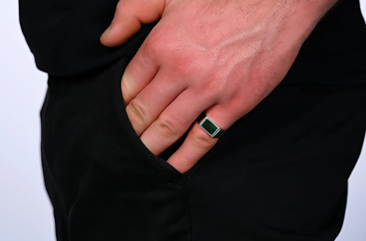 Rectangle Ring Jadeiet Jade (Zilver)