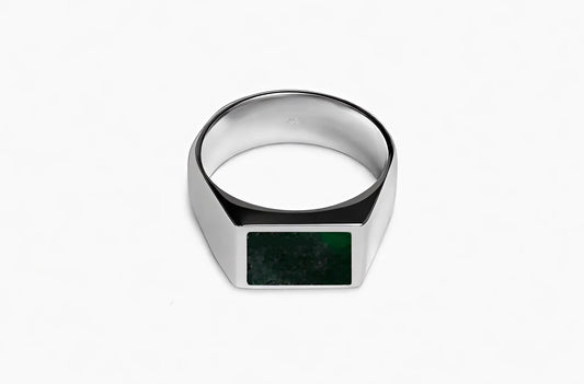 Rectangle Ring Jadeiet Jade (Zilver)
