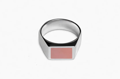 Rectangle Ring Pink Opel (Zilver)