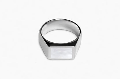 Rectangle Ring Parelmoer (Zilver)
