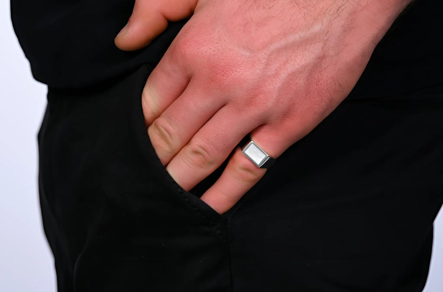 Rectangle Ring Parelmoer (Zilver)