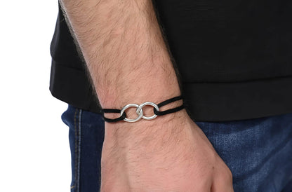 Zwart Infinity Koord Armband Zilver)